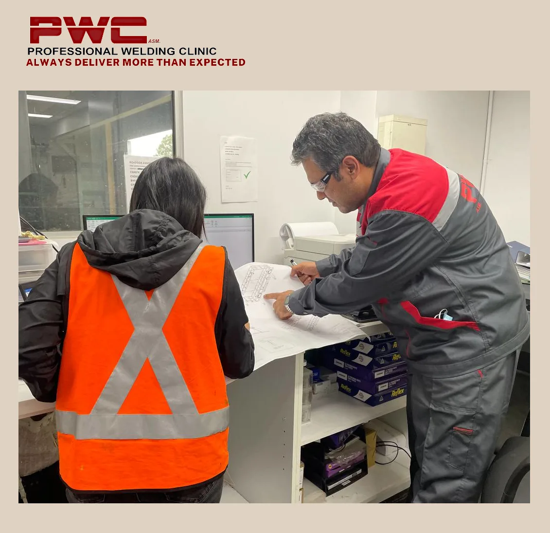 Working through inspection records with the fabricator.